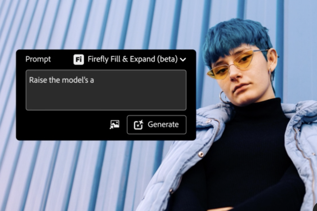 Tela de edição de foto demonstrando novas ferramentas de IA do Photoshop